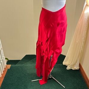 Chic Asymmetrical Red Skirt